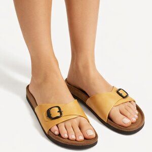 Mephisto Hafina Tan Leather Slip-On Slide Sandal Womens Size 11 NEW